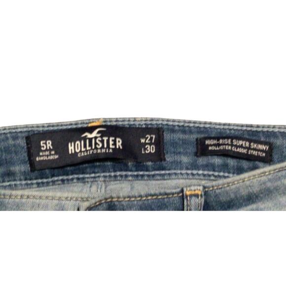 Hollister Women's Blue High-Rise Super Skinny Stretch Jeans Size 5R W27 L30 - Picture 3 of 4
